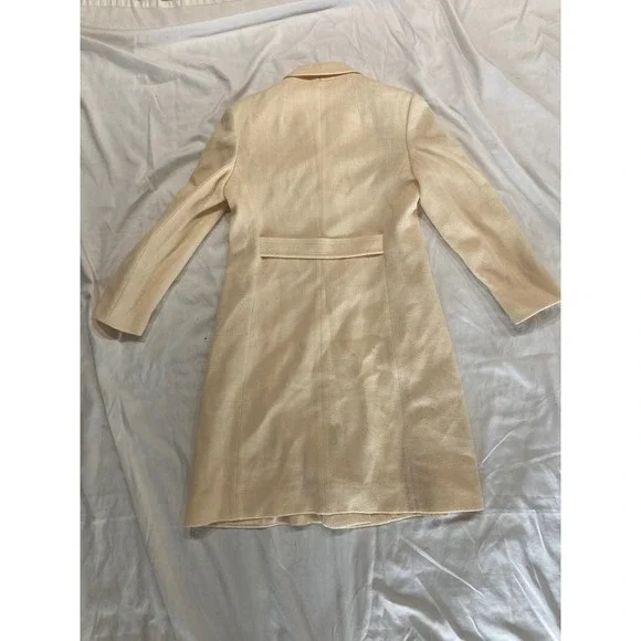 Stelli Womens Cream Tailored Mid-Length Overcoat Dress Coat Fall Wool Monochrome - Picture 2 of 6